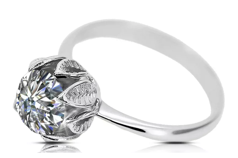 Ring Zircon Sterling Silber 925 Vintage vrc051s-zi Art Deco Sowjetischer UdSSR -Art-Déco-Schmuckstil