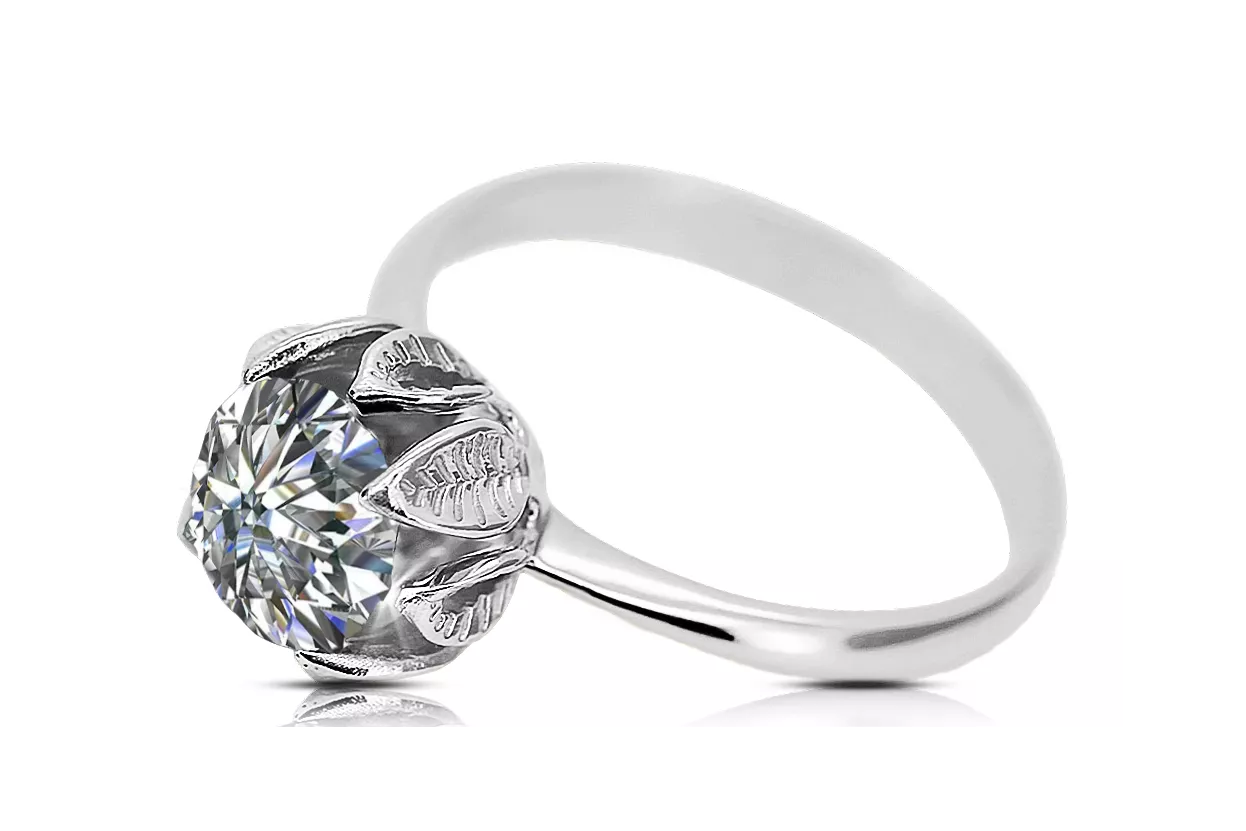 Ring Zircon Sterling Silber 925 Vintage vrc051s-zi Art Deco Sowjetischer UdSSR -Art-Déco-Schmuckstil