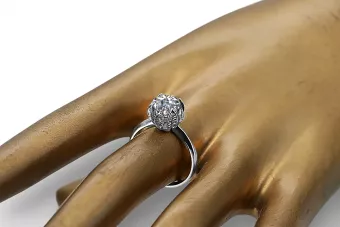 Ring Zircon Sterling Silber 925 Vintage vrc051s-zi Art Deco Sowjetischer UdSSR -Art-Déco-Schmuckstil