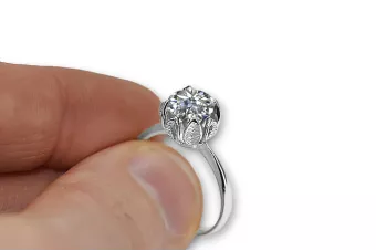 Стерлинговое серебро 925 пробы Zircon Кольцо Винтаж vrc051s-zi Art Deco Советский винтажный стиль украшений Ар-деко