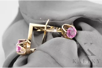 14k žlté zlato 585 Amethyst náušnice vec005y-am Russian Soviet USSR Vintage Jewlery Art Deco style
