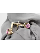 Kolczyki z żółtego 14k złota 585 z Ametystem vec005y-am ZSRR styl Vintage Biżuteria Art Deco