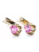 14k žluté zlato 585 Amethyst náušnice vec005y-am Russian Soviet USSR Vintage Jewlery Art Deco style