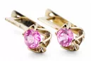 14k geltonas auksas 585 Amethyst auskarai vec005y-am Rusų Tarybinis TSRS Vintažinis stilius Art Deco style Rusiški vintažo papuo