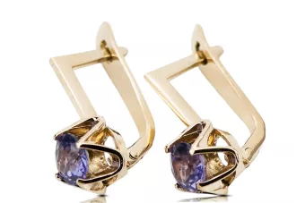 Yellow 14k gold 585 Alexandrite earrings vec005y-ax Russian Soviet USSR Vintage craft Art Deco style
