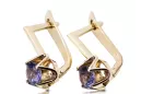 Yellow 14k gold 585 Alexandrite earrings vec005y-ax Russian Soviet USSR Vintage craft Art Deco style
