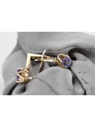 14k geltonas auksas 585 Alexandrite auskarai vec005y-ax Rusų Tarybinis TSRS Vintage Art Deco style SSRS vintažo papuošalai, rusi