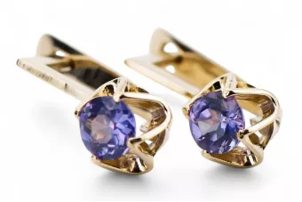 14k κίτρινο χρυσό 585 Alexandrite Σκουλαρίκια vec005y-ax Russian Soviet USSR Vintage Jewlery Art Deco style