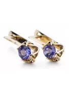 Yellow 14k gold 585 Alexandrite earrings vec005y-ax Russian Soviet USSR Vintage craft Art Deco style
