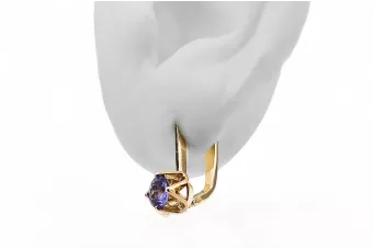 14k žluté zlato 585 Alexandrite náušnice vec005y-ax Russian Soviet USSR Vintage craft Art Deco style