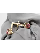 14K жълто злато 585 Ruby Обеци vec005y-rb Руски Съветски СССР Винтидж бижута Ар-деко style Art Deco