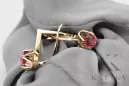 Yellow 14k gold 585 Ruby earrings vec005y-rb Russian Soviet USSR Vintage style Art Deco style