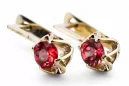14k žlté zlato 585 Ruby náušnice vec005y-rb Russian Soviet USSR Vintage Art Deco style