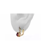 14 كارت من الذهب الأصفر 585 Ruby أقراط vec005y-rb روسي سوفيتي الاتحاد السوفيتي أسلوب فينتاج آرت ديكو style Art Deco