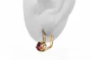 Aur galben 14K 585 Ruby cercei vec005y-rb Rusesc Sovietic URSS Vintage Craft Art Deco style