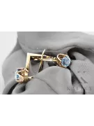 14k žlté zlato 585 Aquamarine náušnice vec005y-aq Russian Soviet USSR Vintage craft Art Deco style