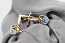 Or jaune 14 carats 585 Aquamarine des boucles d'oreilles vec005y-aq Russe Soviétique URSS Bijoux vintage Art Deco style