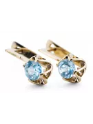 14 Karat Gelbgold 585 Aquamarine ohrringe vec005y-aq Russisch Sowjetisch UdSSR Vintage Handwerk Art Deco style