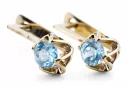 14K жълто злато 585 Aquamarine Обеци vec005y-aq Руски Съветски СССР Винтидж стил Ар-деко style Art Deco