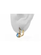 14K жълто злато 585 Aquamarine Обеци vec005y-aq Руски Съветски СССР Винтидж стил Ар-деко style Art Deco