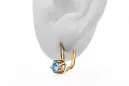 14k κίτρινο χρυσό 585 Aquamarine Σκουλαρίκια vec005y-aq Russian Soviet USSR Vintage craft Art Deco style
