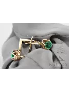 Oro amarillo de 14 quilates 585 Emerald pendientes vec005y-em Ruso Soviético URSS Artesanía vintage Art Deco style