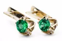 Yellow 14k gold 585 Emerald earrings vec005y-em Russian Soviet USSR Vintage Art Deco style