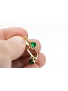 Or jaune 14 carats 585 Emerald des boucles d'oreilles vec005y-em Russe Soviétique URSS Bijoux vintage Art Deco style