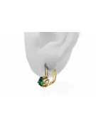 Aur galben 14K 585 Emerald cercei vec005y-em Rusesc Sovietic URSS Stil Vintage Art Deco style