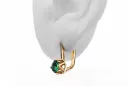 Or jaune 14 carats 585 Emerald des boucles d'oreilles vec005y-em Russe Soviétique URSS Bijoux vintage Art Deco style