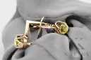 Oro amarillo de 14 quilates 585 Yellow Peridot pendientes vec005y-yp Ruso Soviético URSS Vintage Art Deco style