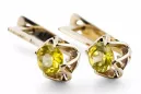 Oro amarillo de 14 quilates 585 Yellow Peridot pendientes vec005y-yp Ruso Soviético URSS Vintage Art Deco style