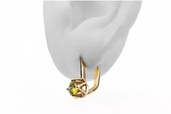 Aur galben 14K 585 Yellow Peridot cercei vec005y-yp Rusesc Sovietic URSS Vintage Art Deco style