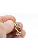 14K жълто злато 585 Zircon Обеци vec005y-zi Руски Съветски СССР Винтидж крафт Ар-деко style Art Deco