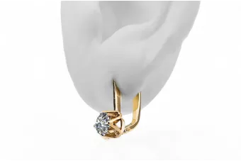 14k žlté zlato 585 Zircon náušnice vec005y-zi Russian Soviet USSR Vintage craft Art Deco style