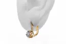 Aur galben 14K 585 Zircon cercei vec005y-zi Rusesc Sovietic URSS Stil Vintage Art Deco style