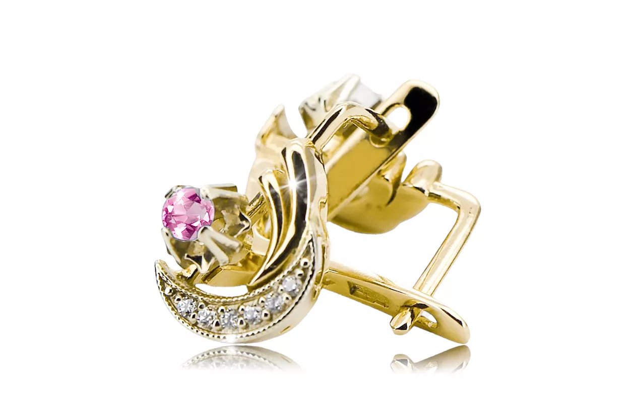 Желтый 14к золотой 585 аметисты серьги Vec093yw-am русский советский СССР винтажный стиль стиля