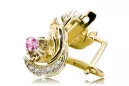 Gelb 14k Gold 585 Amethyst Ohrringe Vec093YW-am russischen sowjetischen UdSSR-Weinlesekunst-Deko-Stil