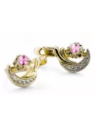 Boucles d'oreilles en or jaune 14K 585 AMéthyste Vec093YW-am russe soviétique USSR URSR Vintage Art Deco Style