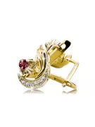 14k amarillo blanco oro 585 ruby pendientes VEC093YW-RB RUSO SOVIET USSS estilo vintage estilo arte deco
