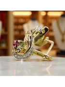 14k žluté bílé zlato 585 Ruby náušnice Vec093yw-rb ruský sovětský sovětský SSSR vintage styl art deco styl
