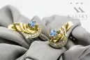 14K žluté bílé zlato 585 Aquamarine náušnice Vec093yw-aq Ruský sovětský SSSR Vintage Art Deco Style