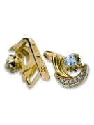 14k Gol galben alb 585 Cercei Aquamarine VEC093YW-AQ Rusu Sovietic Ussr Vintage Art Deco Style