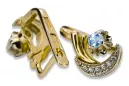 14k žltá biela zlato 585 Aquamarine náušnice VEC093YW-AQ Ruská sovietska USSR vintage Art Deco štýl