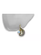 14K желтое белое золото 585 Aquamarine серьги VEC093YW-AQ русский советский СССР старинный стиль стиля арт-деко