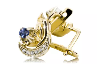 14K žluté bílé zlato 585 Alexandrite náušnice Vec093yw-ax ruský sovětský SSSR Vintage šperky Art Deco Style