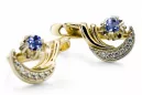 14K žluté bílé zlato 585 Alexandrite náušnice Vec093yw-ax ruský sovětský SSSR Vintage šperky Art Deco Style