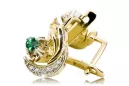 14k geltonas baltas auksas 585 Emerald auskarai VEC093YW-EM rusų sovietinis SSRS Vintage Style Art Deco stilius