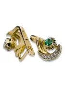 14K Yellow White Gold 585 Emerald earrings vec093yw-em Russian Soviet USSR Vintage style Art Deco style