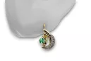 14K Yellow White Gold 585 Emerald earrings vec093yw-em Russian Soviet USSR Vintage style Art Deco style